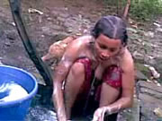 孟加拉的村莊浴場野外沐浴
